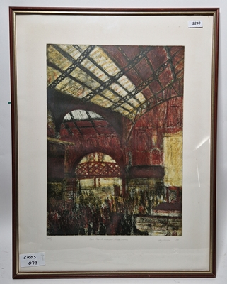 After Joy Girvin (b.1961) Etching and aquatint "Rush Hour at Liverpool Street Station", limited - Image 3 of 4