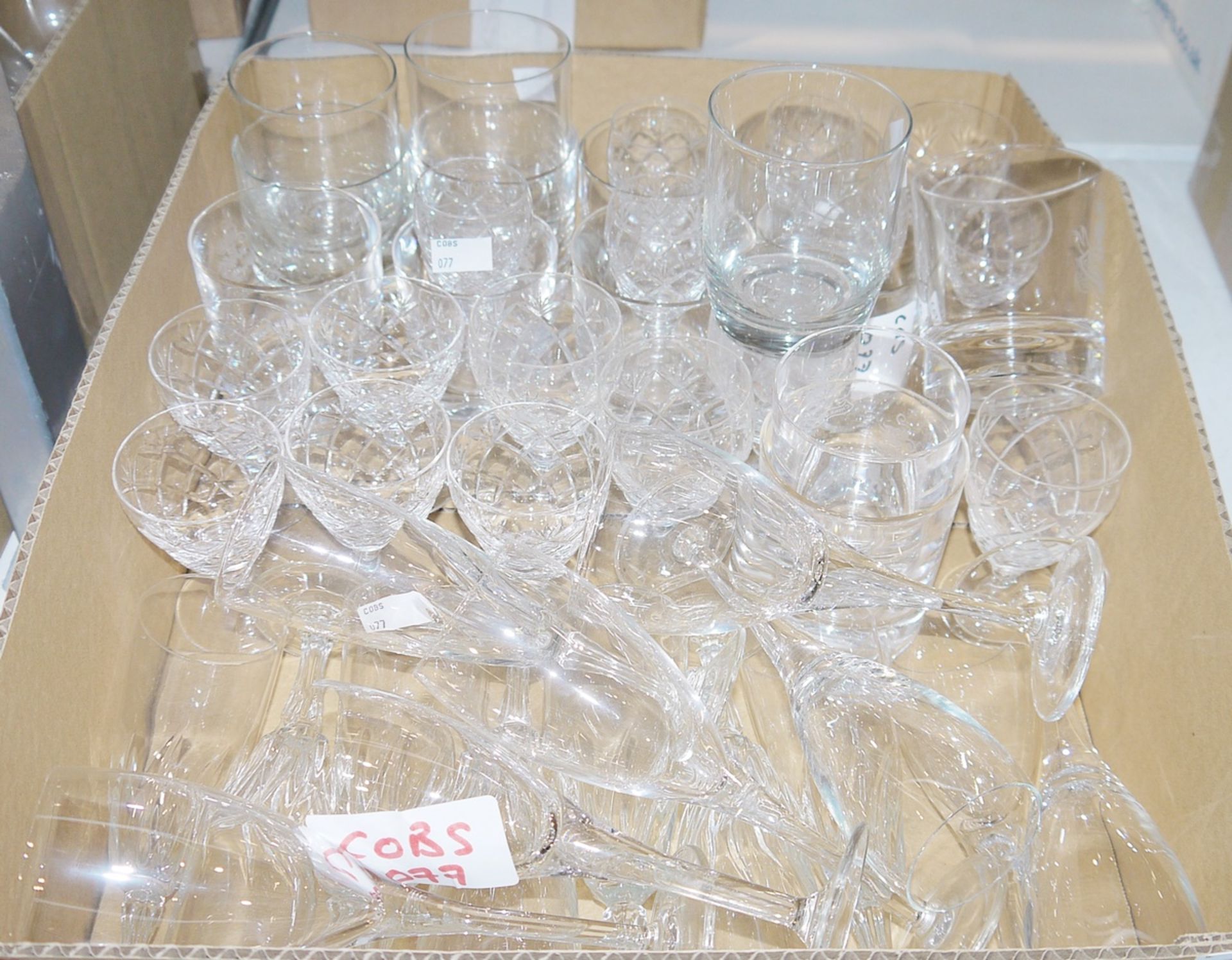 Assorted glassware to include tankards, wines, cut glass sherry, tumblers, moulded flower vases, - Image 2 of 3