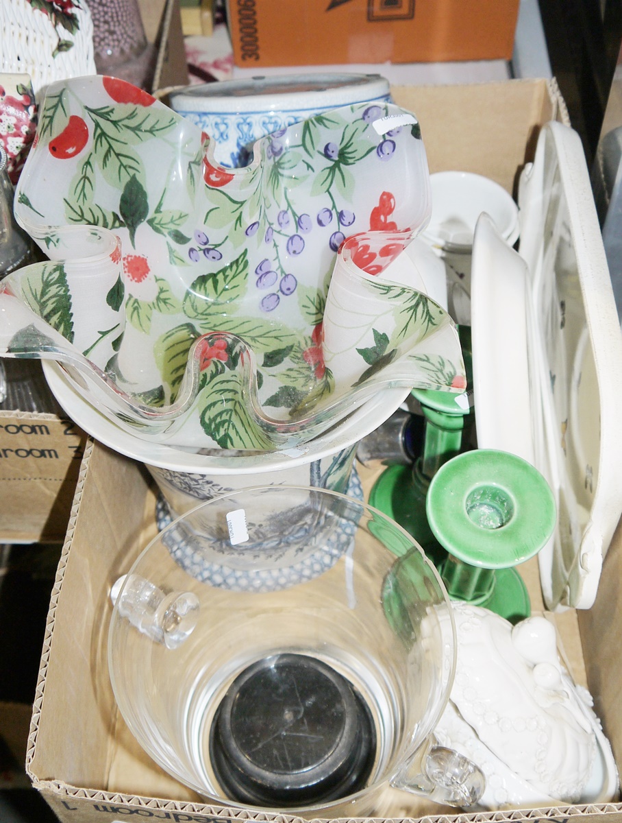 Quantity of assorted ceramics and glassware to include assorted flower planters,. a moulded glass - Image 3 of 3