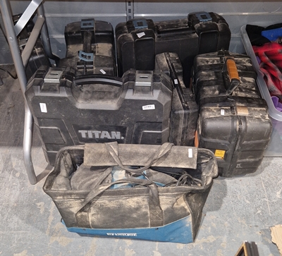 Quantity of cased electric and cordless tools mainly by Titan and Erbauer (6)