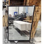 Modern black painted metal bevelled edge mirror, 113cm high x 84cm wide THIS ITEM WILL HAVE VAT