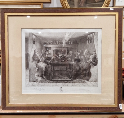 Walter Dendy Sadler (1854 - 1954) A gentlemens' meeting in the Ale House period print, framed and - Image 2 of 8