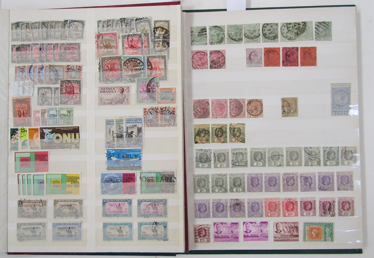 Br Empire Africa/others: Two stock books of mint and used definitives, commemoratives, postage