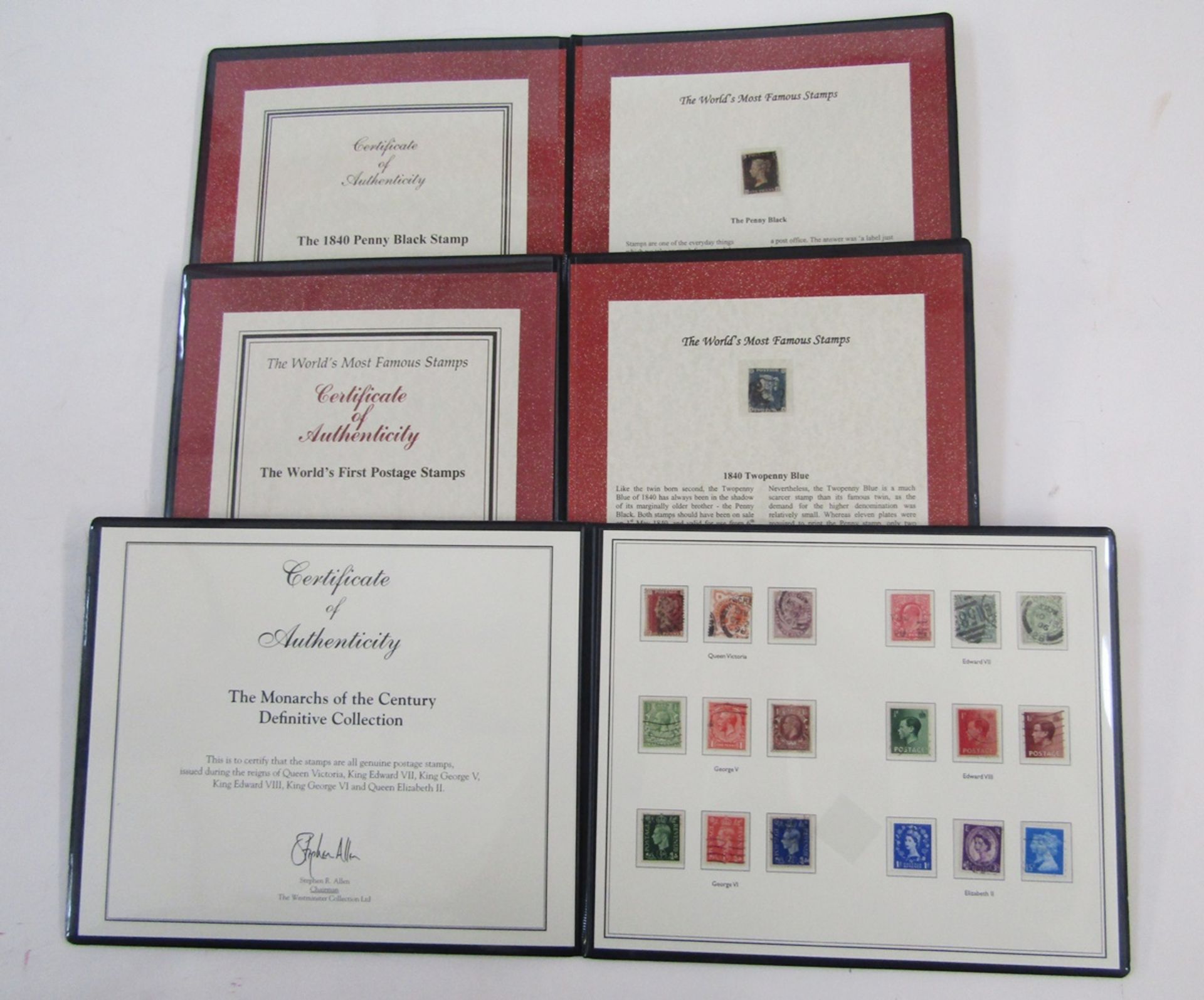 GB stamps: Three Westminster presentation folders in sleeves containing Penny Black TJ, 3 margin, - Image 4 of 4