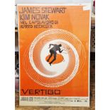 Film poster for 'Vertigo' starring James Stewart, Kim Novak, 100cm x 70cm in click frame