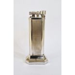 Dunhill stainless steel table lighter with engine-turned decoration, no.11284, 10cm high