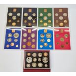 United Kingdom proof sets (9), dates; 1970, 1972, 1973, 1974, 1975, 1976, 1977 and 1978, 2005 red