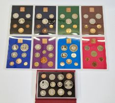 United Kingdom proof sets (9), dates; 1970, 1972, 1973, 1974, 1975, 1976, 1977 and 1978, 2005 red