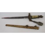 WWII German Navy (Kriegsmarine) officer's dress dagger, made by Eickhorn Solingen with squirrel