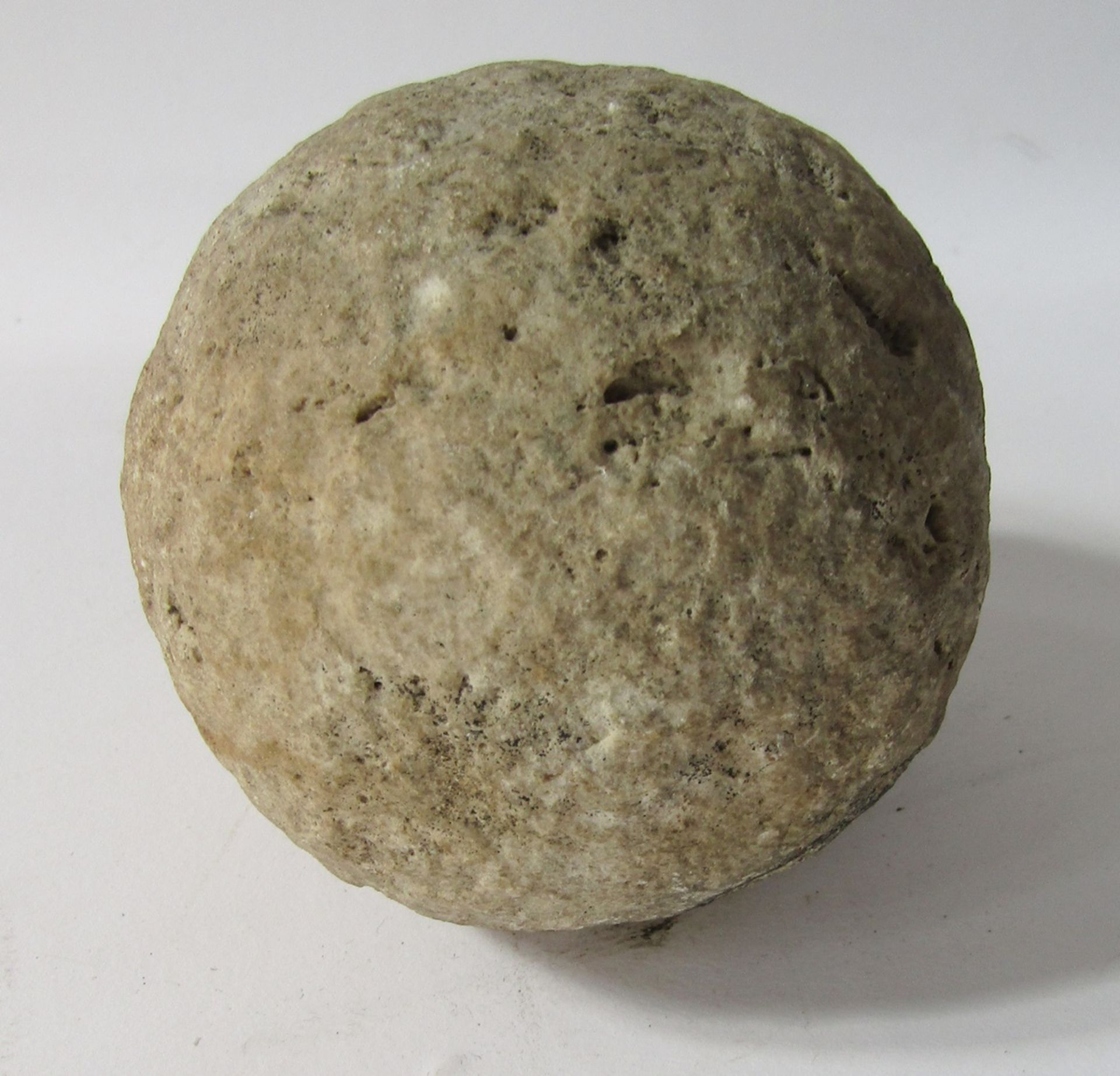 WWI British Army Brodie helmet mark 2, stone cannonball and iron spearhead. - Image 4 of 10