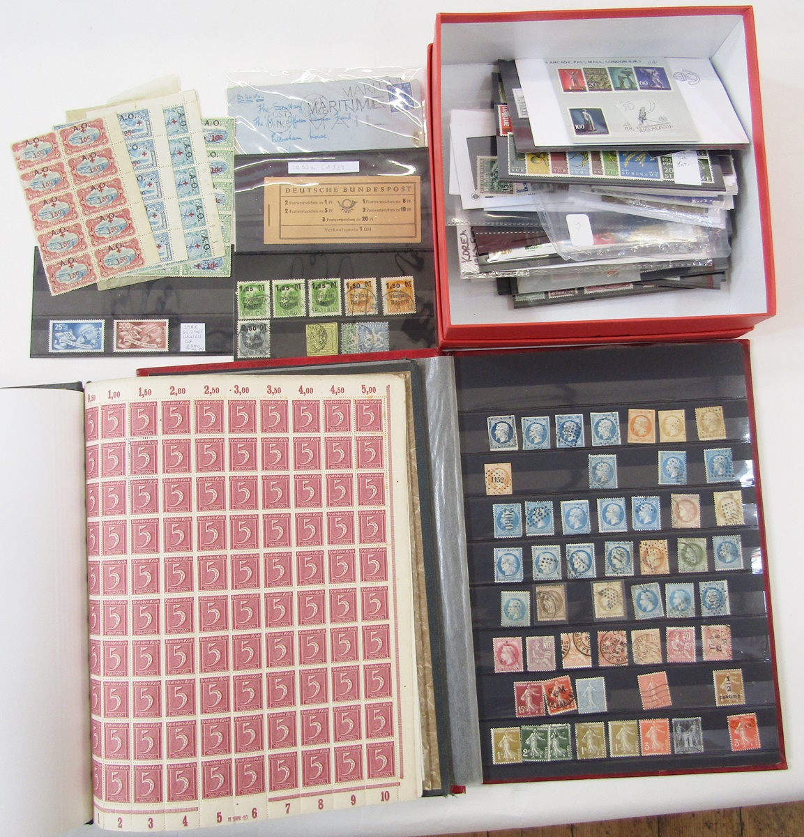 GB & World stamps: Small box containing album, a large and 3 small stock-books, wallet, sleeves - Image 2 of 3