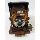 Early 20th century Sanderson De Luxe quarter plate camera, with Koilos patent shutter, Carl Zeiss