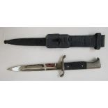 WWII German fireman's dress bayonet with scabbard and bayonet frog.