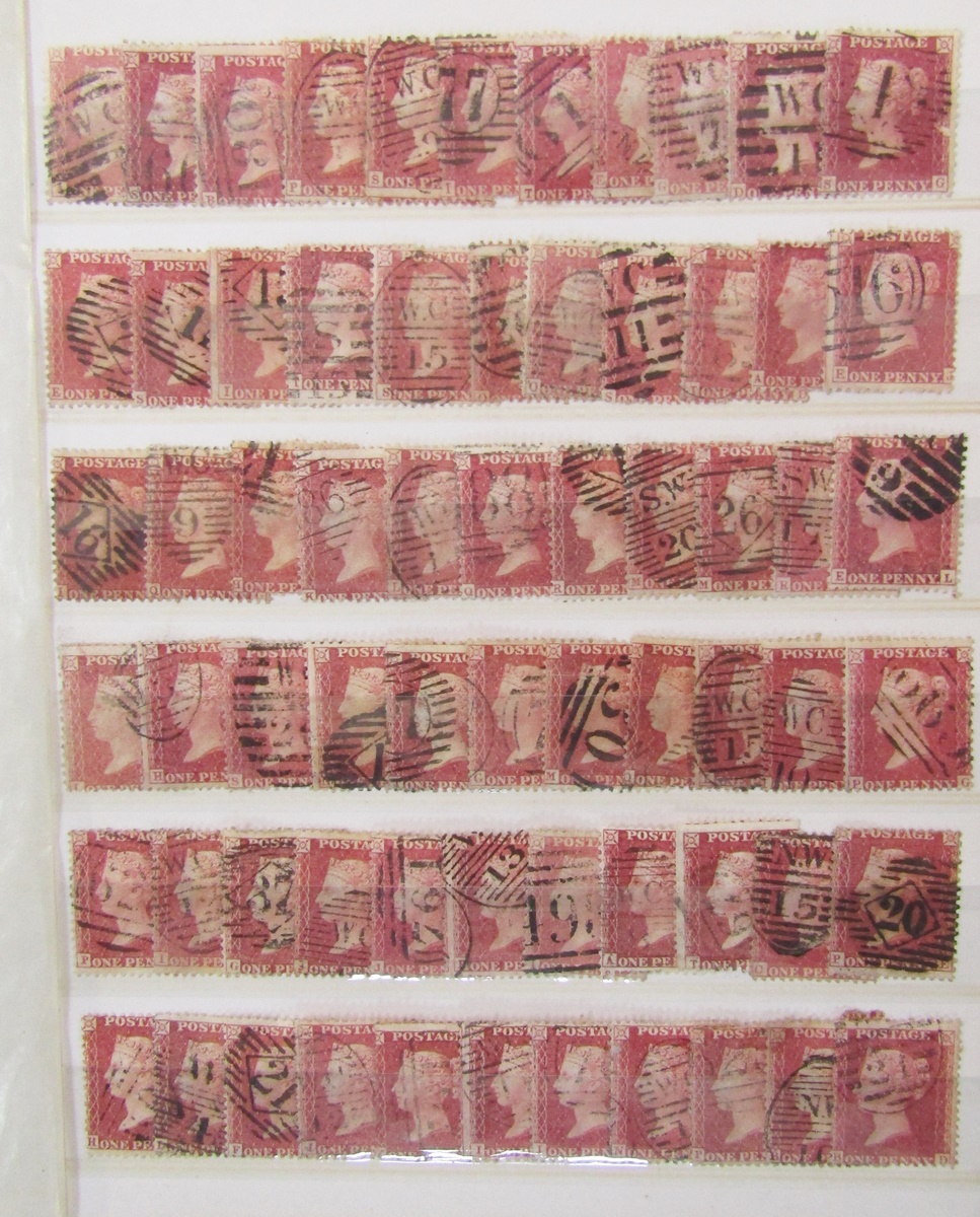 GB stamps: Green stock-book partially filled with QV Penny reds, just under 500 used unchecked for - Bild 7 aus 8