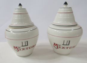 Pair of Dunhill 'My Mixture' Honiton pottery tobacco jars having tapered covers, shouldered and