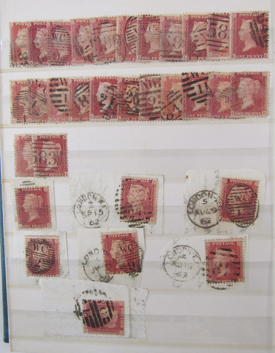 GB stamps: Green stock-book partially filled with QV Penny reds, just under 500 used unchecked for - Bild 8 aus 8