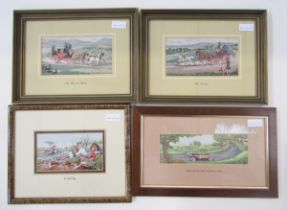 Quantity Cash's woven pictures to include coaching, hunting, flowers and others, and three wooden