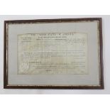 19th century USA Register of the Land Office certificate for Kansas Trust Lands, treaty with