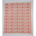 Stamps of People’s Republic of China: Complete unused sheet (50) of $800 Vermillion, 1st Session