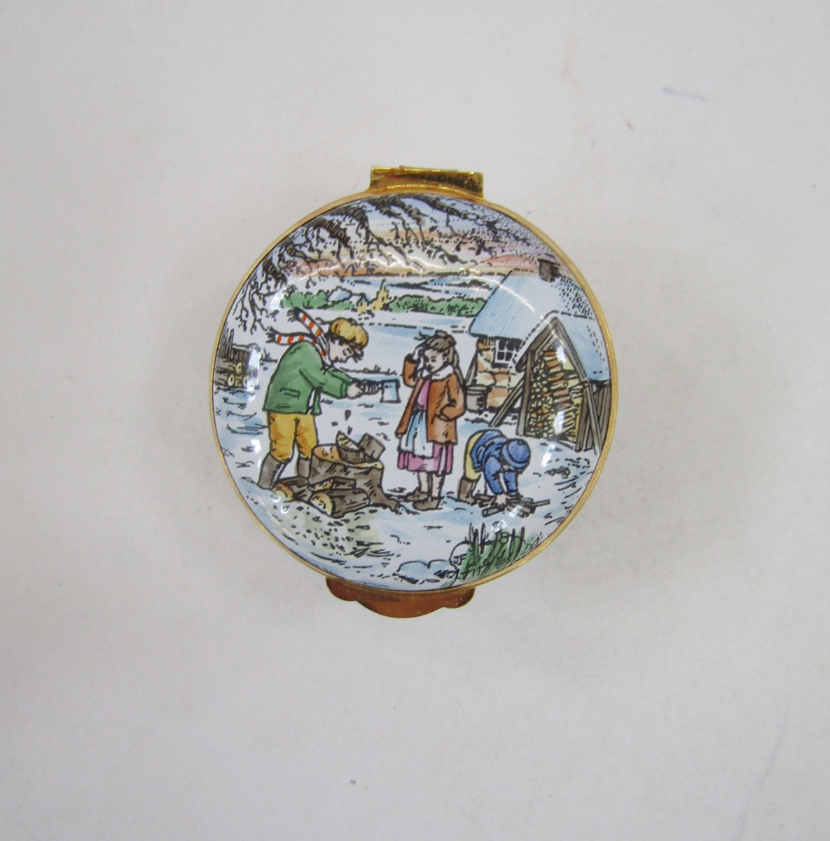 Five Crummles handpainted enamel boxes to include limited edition 1985 children in the snow, the Old - Bild 2 aus 10