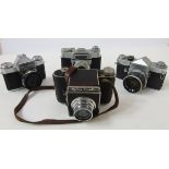 Reflex-Korelle SLR camera, with Victar 1:3,5 f=7.5cm lens, together with a Voigtlander Bessamatic,