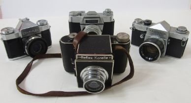 Reflex-Korelle SLR camera, with Victar 1:3,5 f=7.5cm lens, together with a Voigtlander Bessamatic,