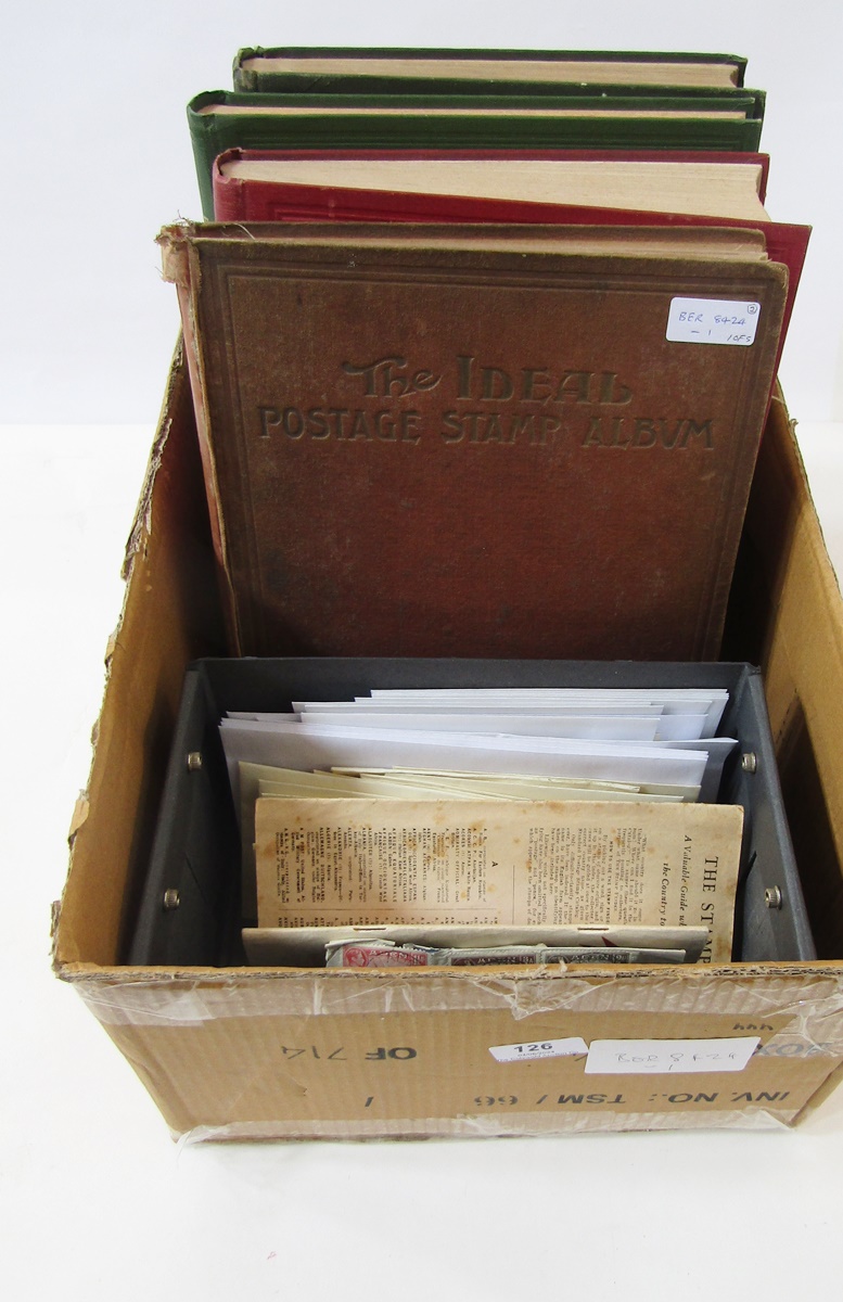 World stamps: Box of 4 SG “Ideal” albums of QV-KGV period issues and carton of loose stamps in - Image 9 of 9