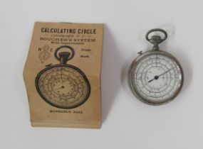Early 20th century calculating circle, Calculigraphe H.C., Boucher's System, with winding crown,