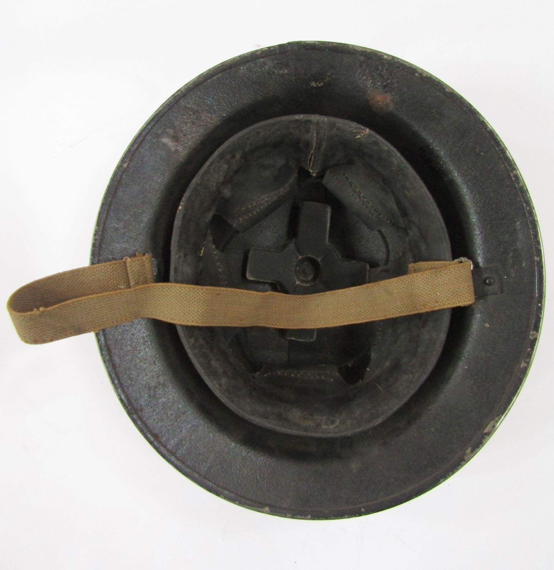 WWI British Army Brodie helmet mark 2, stone cannonball and iron spearhead. - Image 3 of 10