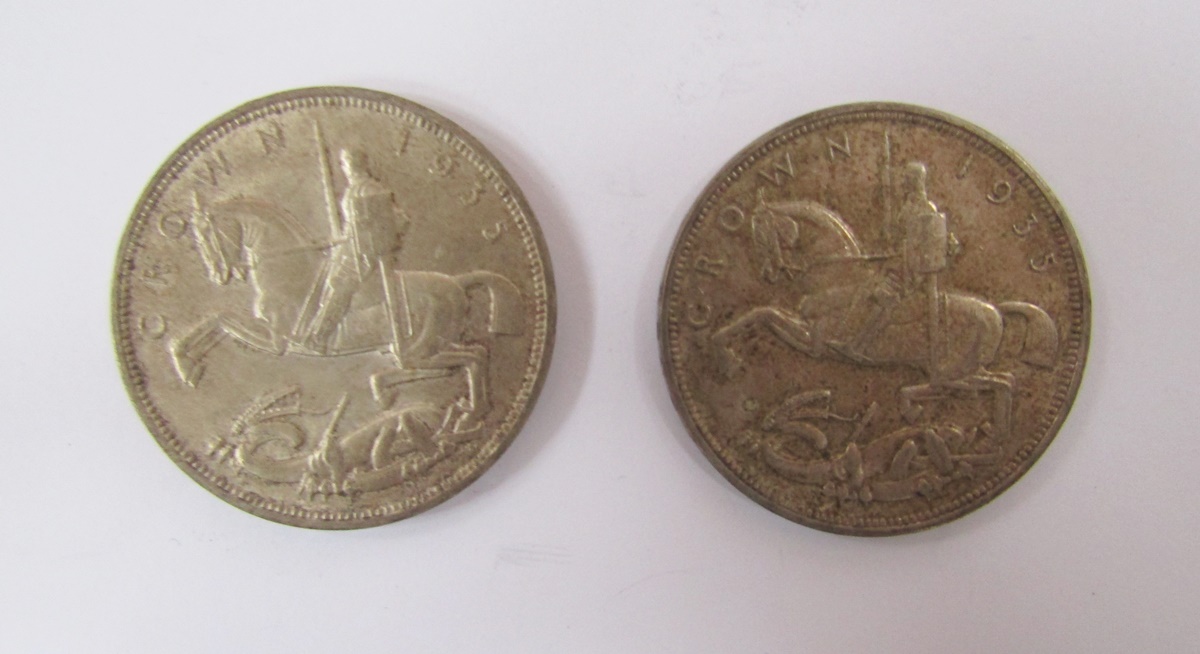Group of coins consisting of 1867 five francs about VF, 1935 x 2 rocking horse crowns, 1968 Mexico - Image 3 of 11