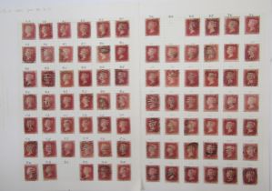 GB stamps: QV Penny red plating on 6 pages AA-TL almost complete at 234 of 240 plus others with