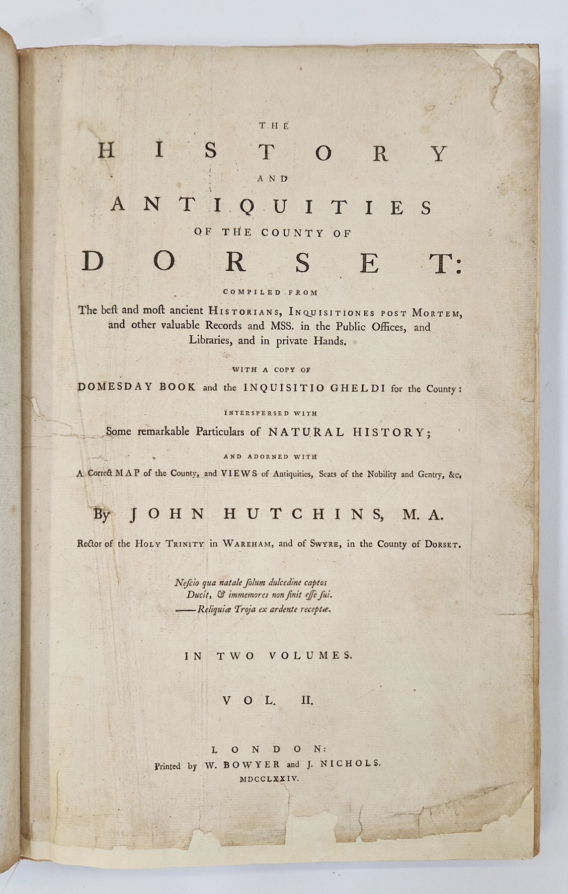 Hutchins, John, "The History and Antiquities of the County of Dorset....with a copy of The - Image 4 of 5