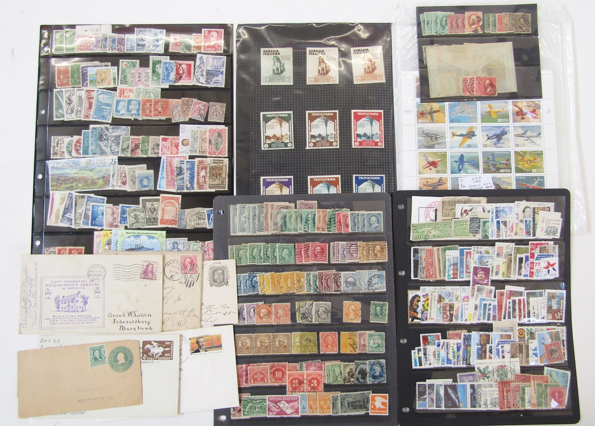 World stamps: Various album pages, stock cards and covers of mint/used definitives &