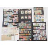 World stamps: Various album pages, stock cards and covers of mint/used definitives &