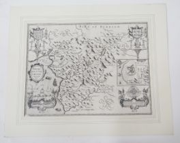 Map of 'Merionethshire' by John Speed, circa 1610, 43cm x 52cm, unframed and a map of 'The Fennes'