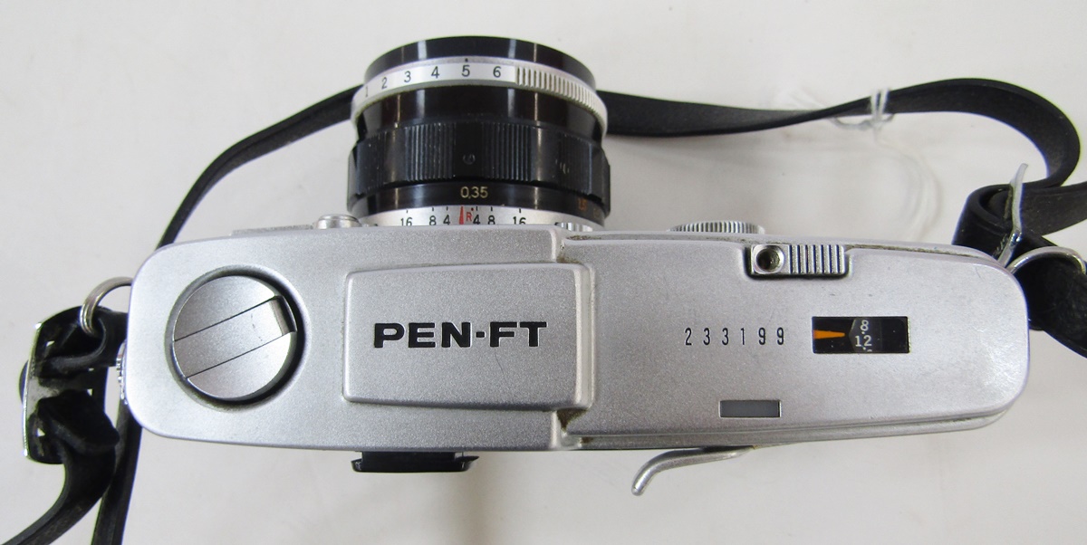 Olympus F Pen FT half frame camera, chrome, serial number 233199, with Olympus F.Zuiko auto s 1:1, - Bild 2 aus 10