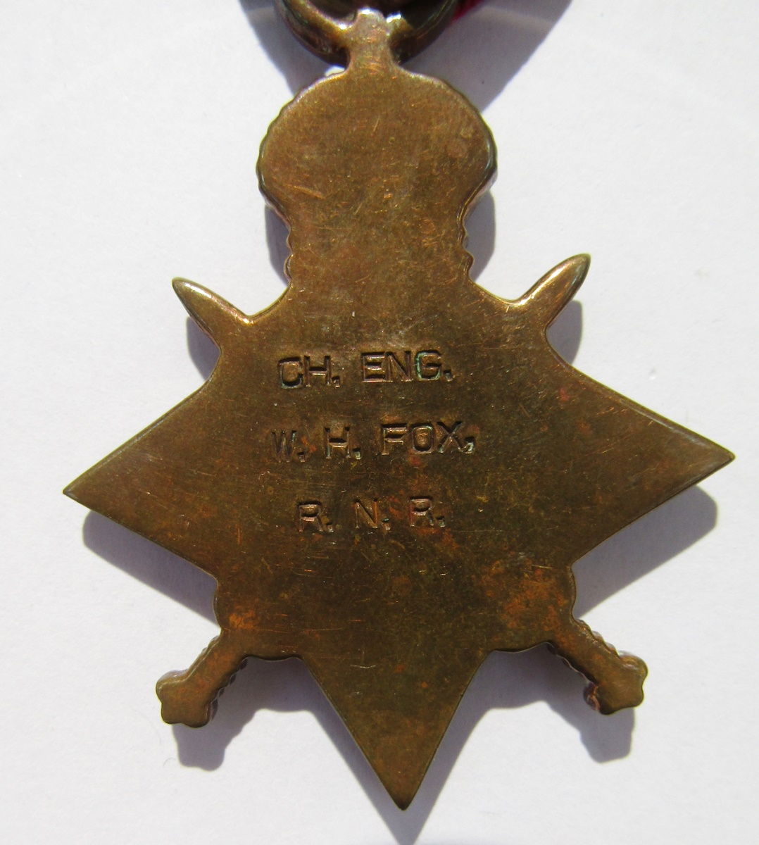 WWI medals named to "Eng.Commr.W.H.Fox.R.N.R.", "William.H.Fox" on mercantile marine medal, together - Image 9 of 9