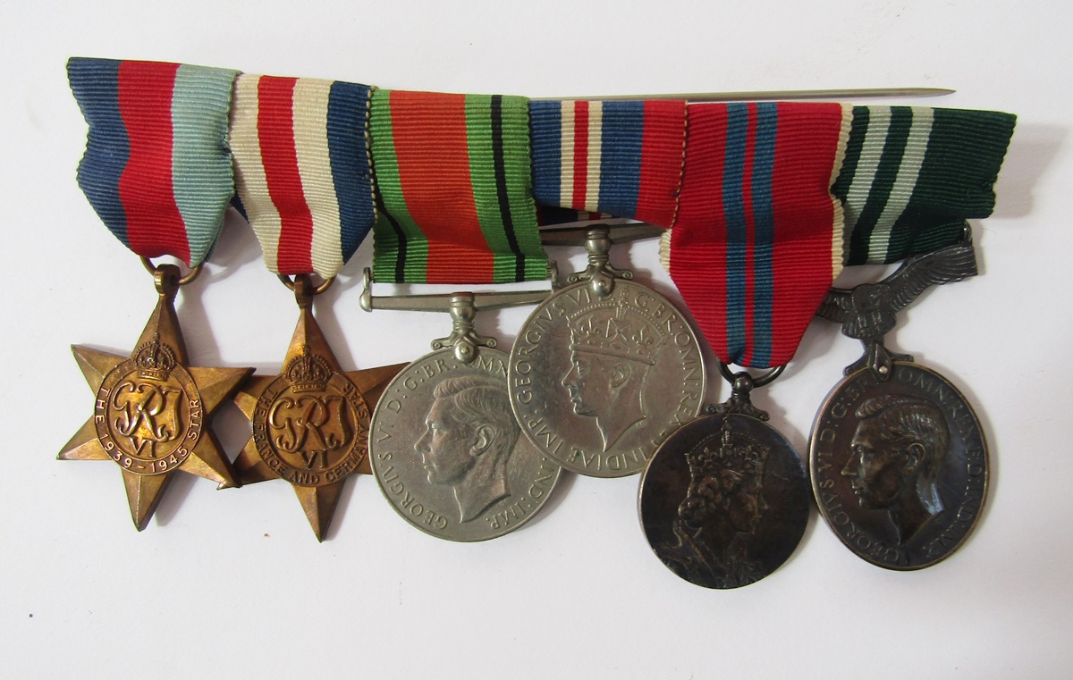 WWII full size and miniature medal group, comprising 1939-45 Star, France and Germany Star, War