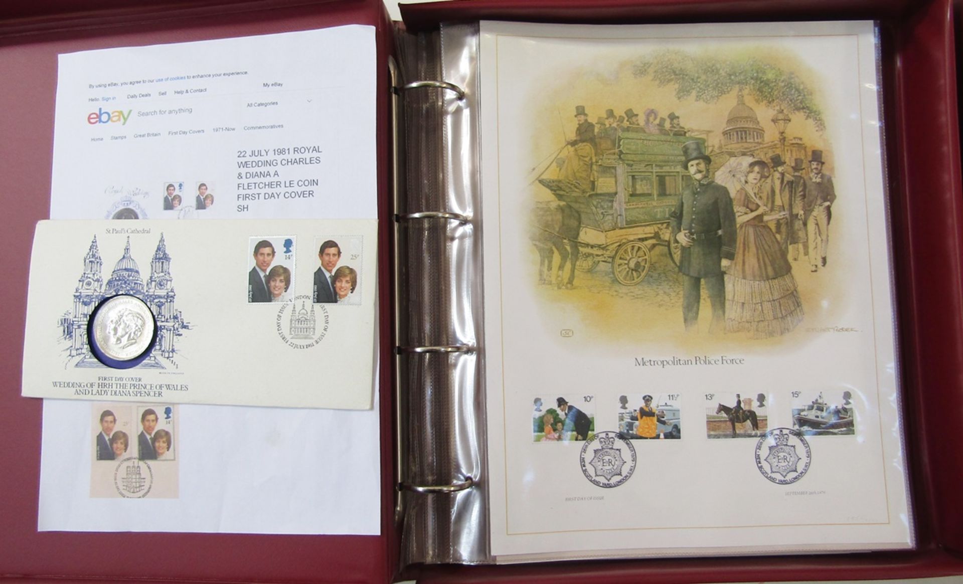 GB stamps: Two maroon folders of QEII philatelic lithographs; first of 27 commemoratives 1979-82, - Image 2 of 7