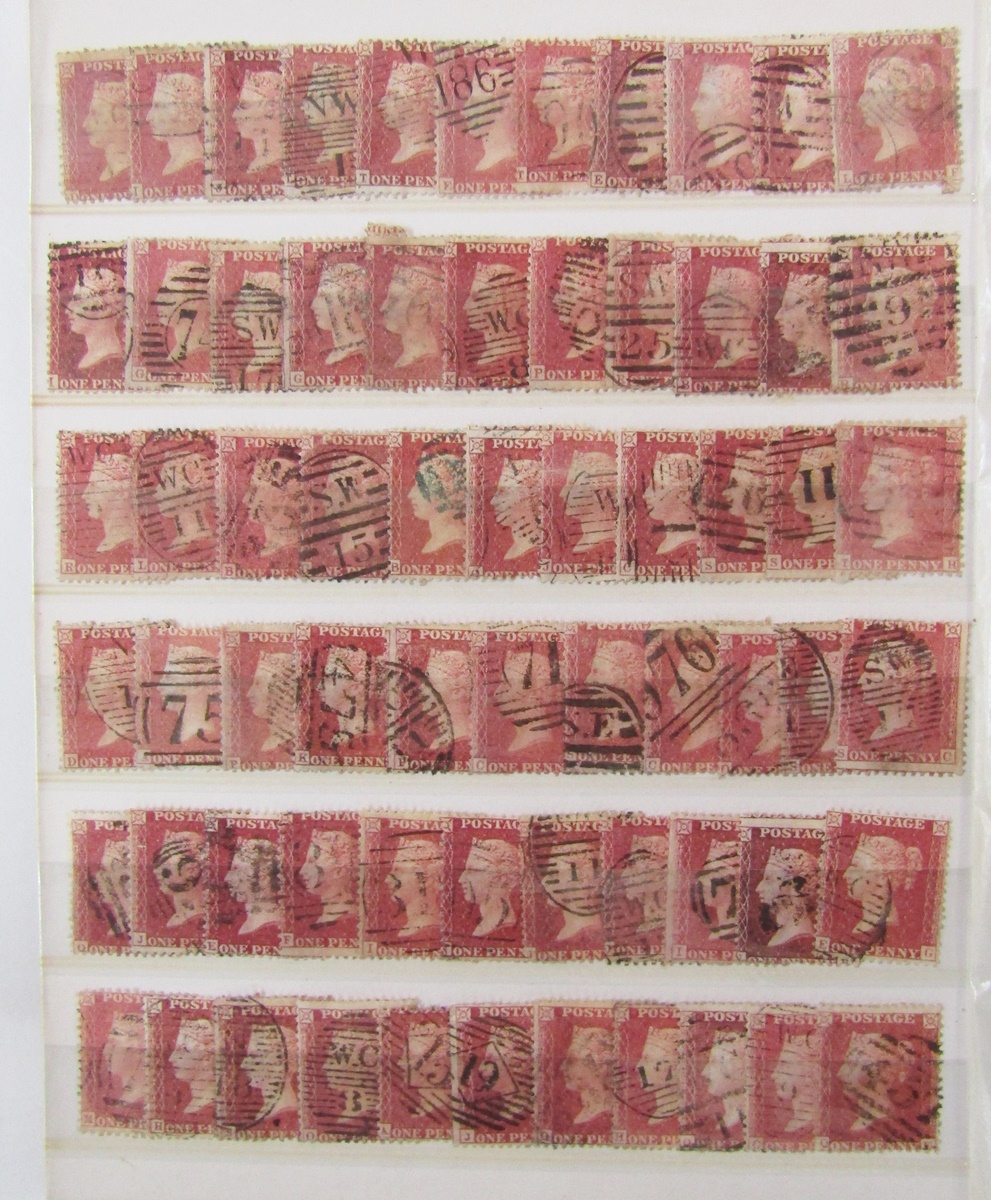 GB stamps: Green stock-book partially filled with QV Penny reds, just under 500 used unchecked for - Bild 6 aus 8