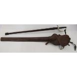 George V officer's dress sword with leather scabbard and cover, officer's Sam Brown leather belt