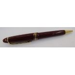 Montblanc Meisterstuck ball point pen no 161, ox blood red with gold band decoration, serial