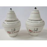 Pair of Dunhill 'My Mixture' Honiton pottery tobacco jars having tapered covers, shouldered and
