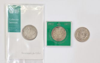 US Morgan Dollars (3), 1887 Philadelphia (very fine), 1900 Philadelphia (very fine) in Royal Mint