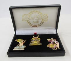 Quantity pin badges to include Hard Rock Cafe set of three, Nottingham Grand Opening 2002, Disney,