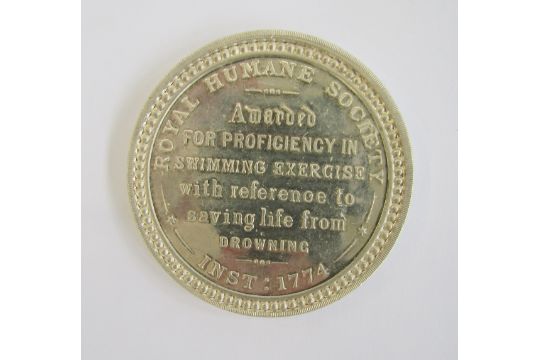 The Royal Humane Society Silver Medal for proficiency in swimming, saving life from drowning, life - Image 2 of 3