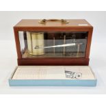 Casella London stained wood cased brass barograph, 31cm high x 15cm deep x 19cm wide, and a box of