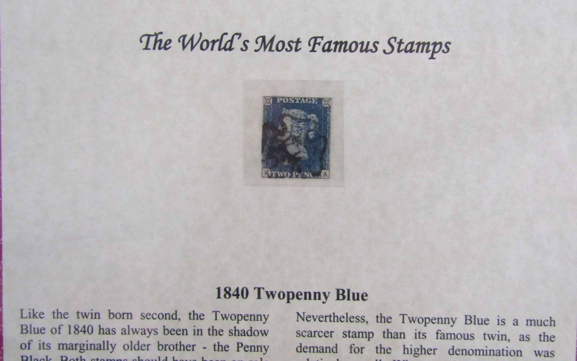 GB stamps: Three Westminster presentation folders in sleeves containing Penny Black TJ, 3 margin, - Image 2 of 4