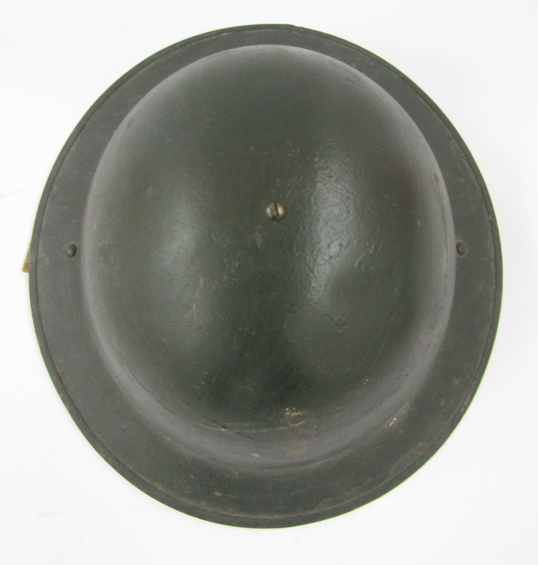 WWI British Army Brodie helmet mark 2, stone cannonball and iron spearhead. - Image 2 of 10