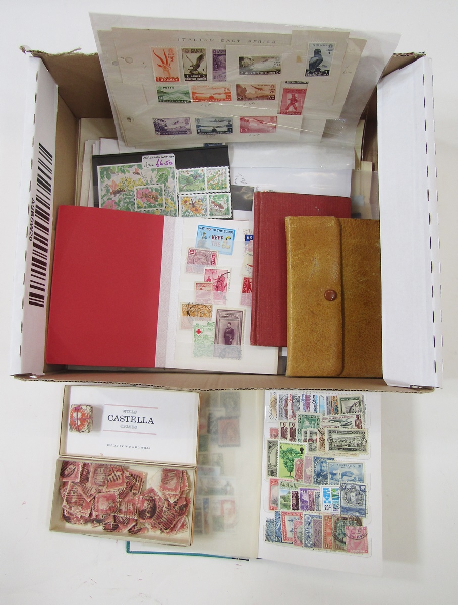 GB & World stamps: Small box containing album, a large and 3 small stock-books, wallet, sleeves - Image 3 of 3